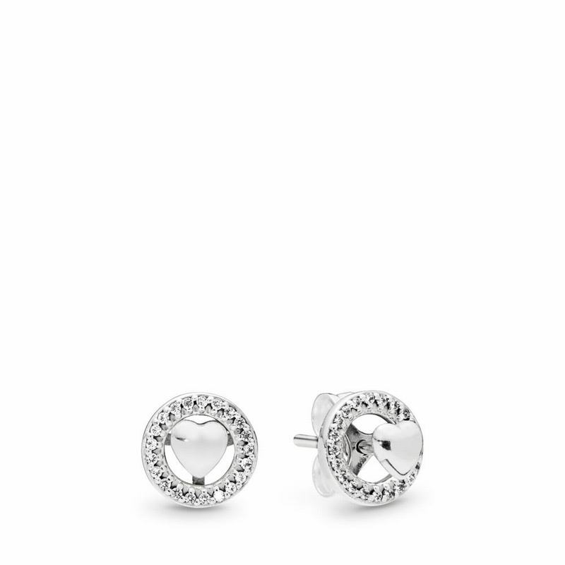 Pandora Forever Hearts Stud Earrings Ireland - Sterling Silver/Cubic Zirconia - 189503GRO